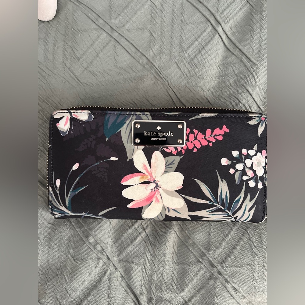 Kate Spade Black and Pink Floral Wallet
